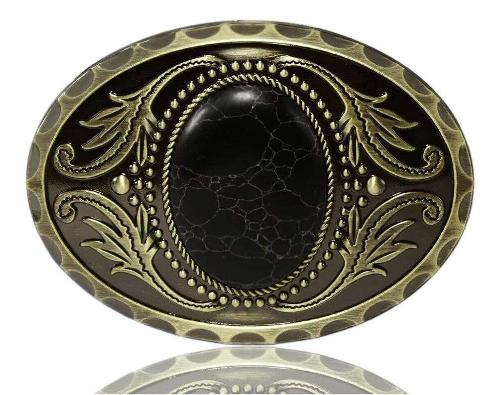 7879 Natural Gems Tiger Eyes Stone Belt Buckle With Acanthus Western Cowboy